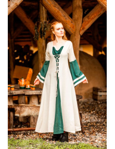 Robe médiévale modèle Dorothea, couleur vert naturel