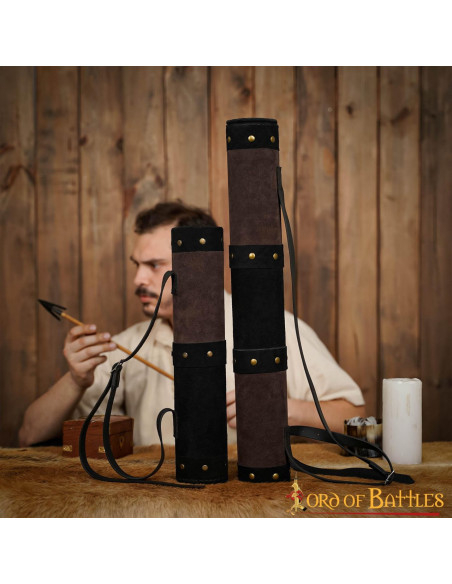 Carquois médiéval en cuir, modèle...