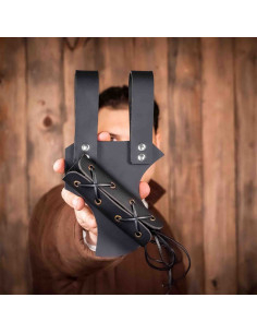 Baldric médiéval réglable en cuir, noir