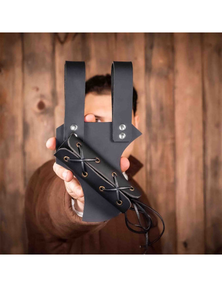 Baldric médiéval réglable en cuir, noir