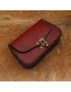 Sac en cuir croix celtique embossée, couleur marron 2