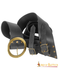 Baldric avec ceinture d'épée en cuir noir