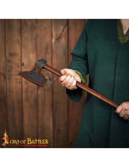 Hache viking en acier avec étui en...