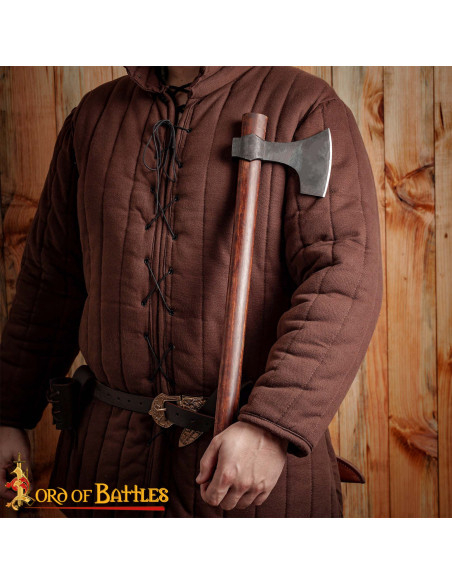Hache viking en acier avec étui en...