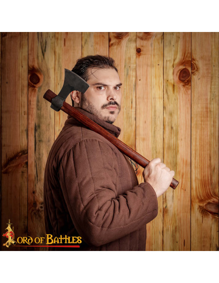 Hache viking en acier avec étui en...