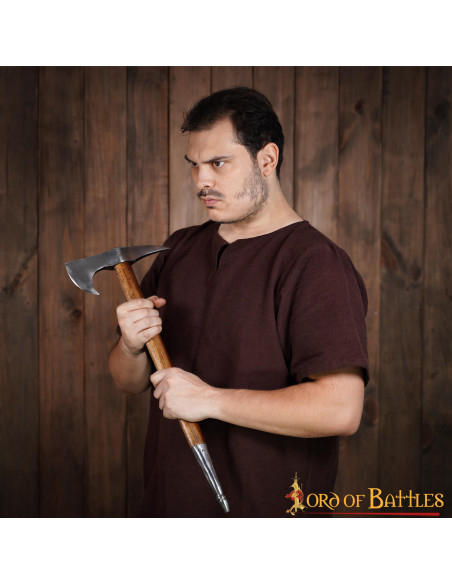 Hache médiévale en acier au carbone,...