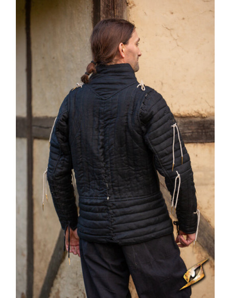 Gambison chevaleresque médiéval en noir