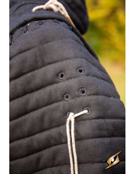 Gambison chevaleresque médiéval en noir