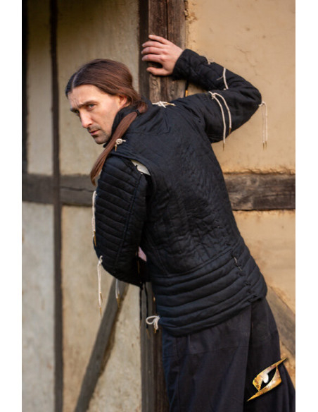 Gambison chevaleresque médiéval en noir