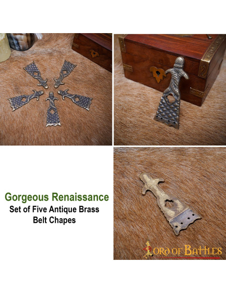 Embout de ceinture médiéval en laiton...