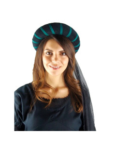 Coiffe médiévale pour femme, noir-vert