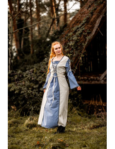 Robe médiévale modèle Amalia, bleu naturel