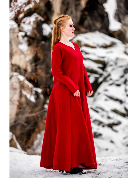 Robe en lin viking modèle Anna, rouge