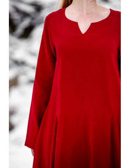 Robe en lin viking modèle Anna, rouge