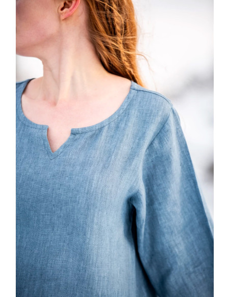 Robe en lin viking modèle Anna, bleu