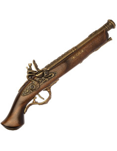 Pistolet à silex en laiton français, XVIIIe siècle
