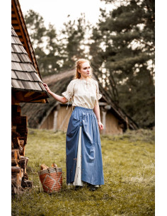 Jupe médiévale modèle Elise, bleu naturel