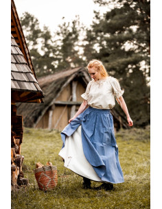 Jupe médiévale modèle Elise, bleu naturel 2