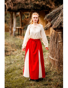 Jupe médiévale modèle Isabella, rouge-naturel