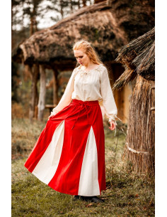 Jupe médiévale modèle Isabella, rouge-naturel 2