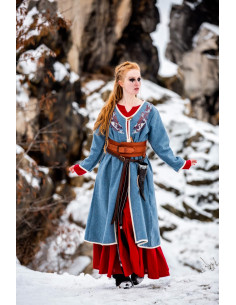 Manteau viking pour femme modèle Birka Skadi, bleu