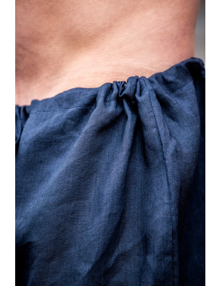 Pantalon Viking en lin Wodan, bleu foncé
