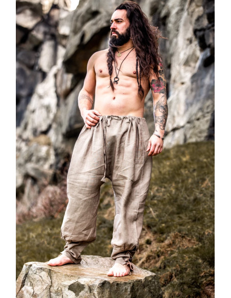 Pantalon Viking en lin Wodan, gris