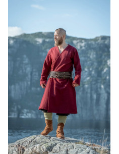 Tunique viking ouverte en laine, modèle Balder, rouge 2