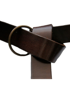 Ceinture en cuir avec anneau, marron foncé