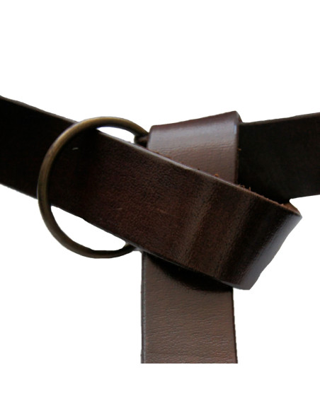Ceinture en cuir avec anneau, marron...