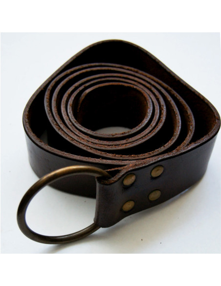 Ceinture en cuir avec anneau, marron...