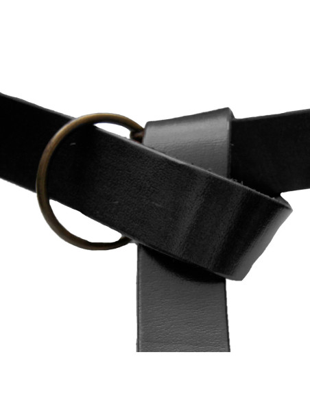 Ceinture en cuir avec anneau, noir