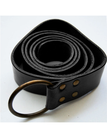 Ceinture en cuir avec anneau, noir