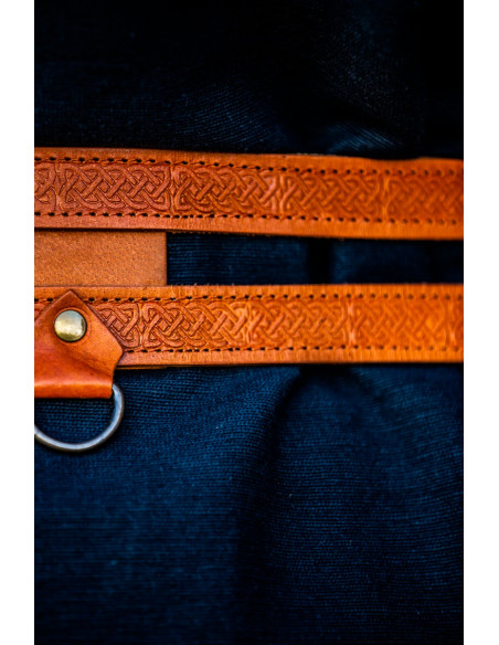 Ceinture double viking en cuir marron...