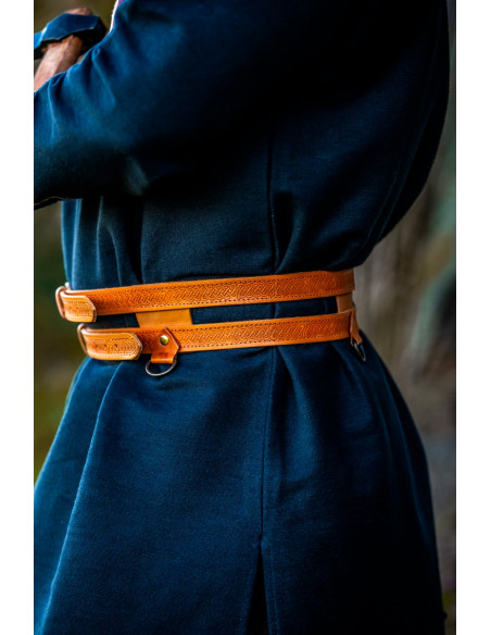 Ceinture double viking en cuir marron...