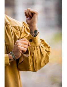 Chemise médiévale à col haut et lacets, marron clair 2