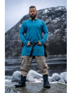 Tunique Viking en lin modèle Ragnar, coloris bleu