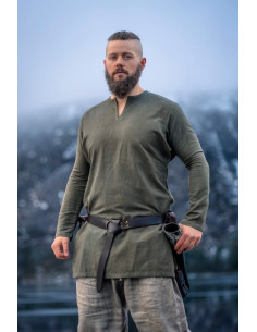 Tunique Viking en lin modèle Ragnar, coloris vert 2