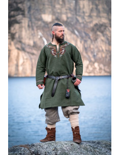 Tunique Snorri Viking avec broderie à la main de style...