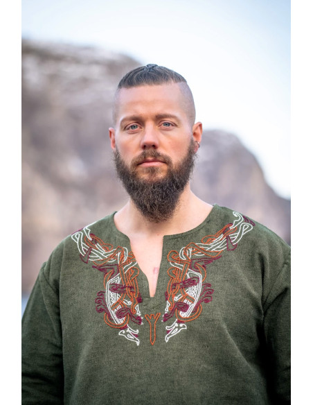 Tunique Snorri Viking avec broderie à...