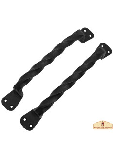 Lot de 2 poignées de porte médiévales tressées en fer forgé