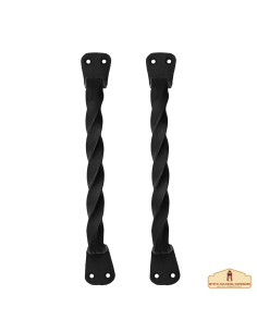Lot de 2 poignées de porte médiévales tressées en fer forgé 2