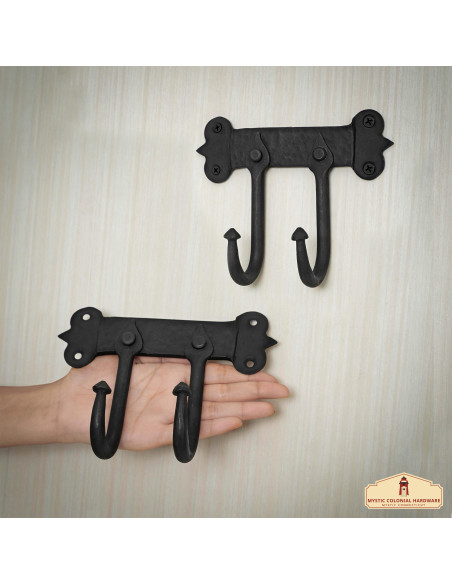 Support avec 2 crochets muraux en fer...