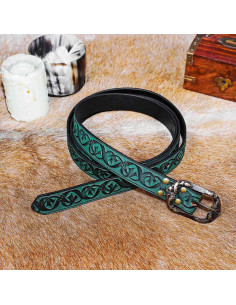 Ceinture médiévale à motif floral - vert