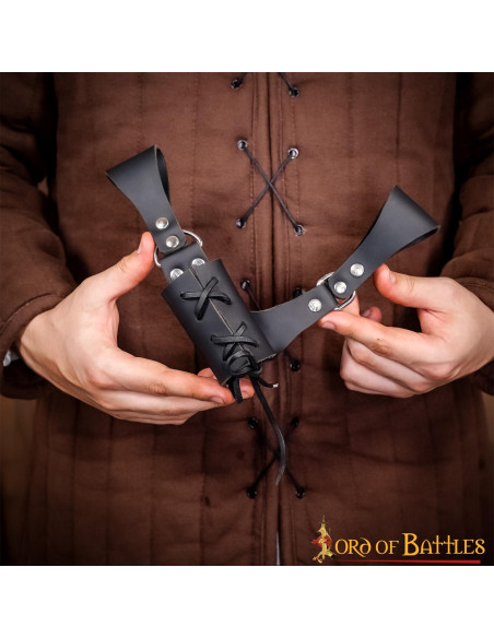 Baldric médiéval en cuir noir pour...