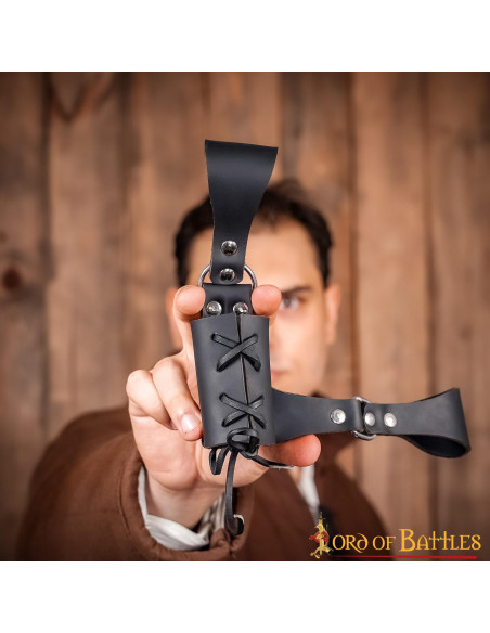 Baldric médiéval en cuir noir pour...