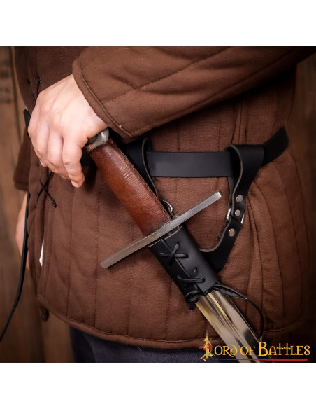 Baldric médiéval en cuir noir pour...