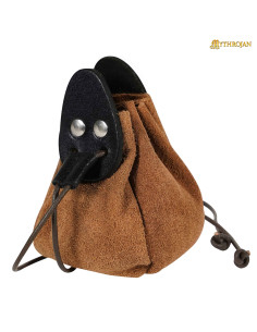 Sac médiéval en cuir marron et noir pour les récréations