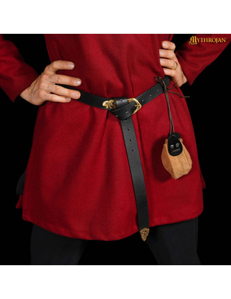 Sac médiéval en cuir marron et noir...