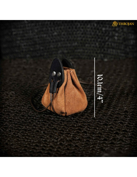 Sac médiéval en cuir marron et noir...